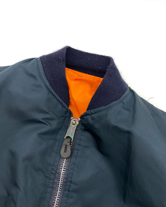 Alpha Industries 1980s Made in USA MA-1 Bomber Jacket Dark Petrol