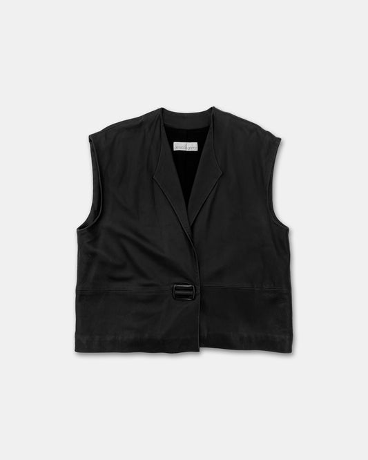 Annette Görtz 1990s Nappa Leather Padded Vest Black