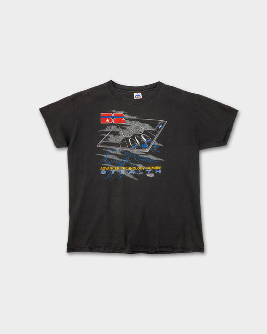 Vintage 1988 B-2 Bomber Stealth Single Stitched T-Shirt Faded Black