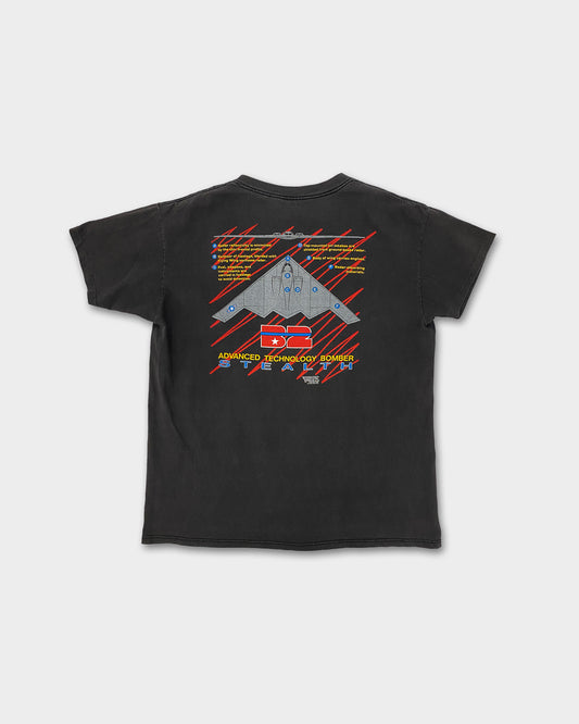 Vintage 1988 B-2 Bomber Stealth Single Stitched T-Shirt Faded Black