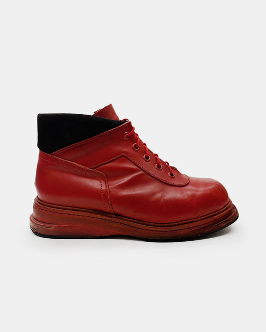 Dirk Bikkembergs 1990s Square Toe Boots Red
