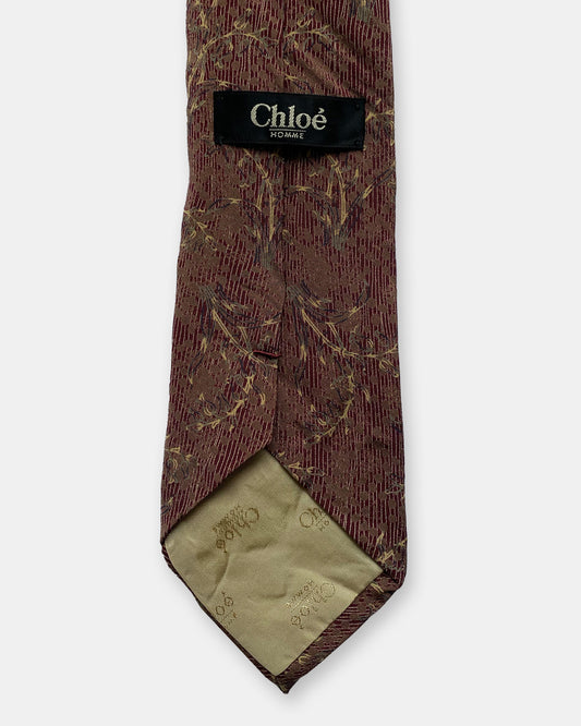 Chloé Homme 1990s Pattern Tie Darkred