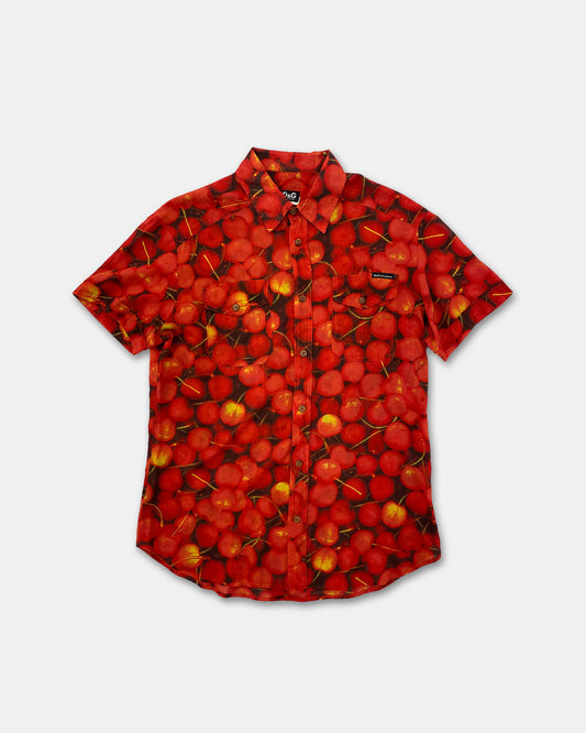 Dolce & Gabbana 2000s Cherry All Over Print Short Sleeve Shirt Red
