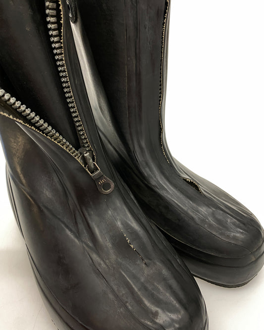 Vintage 1980s Riri Zip Military Waterproof Overshoes Boots Black