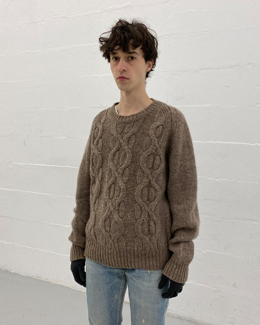 Jil Sander 1980s Cable Knit Sweater Brown