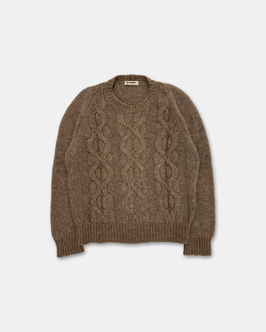 Jil Sander 1980s Cable Knit Sweater Brown