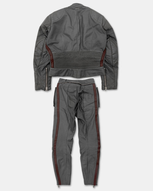 Leder Roth 1980s Biker Leatherjacket and Leatherpants Set Grey Purple