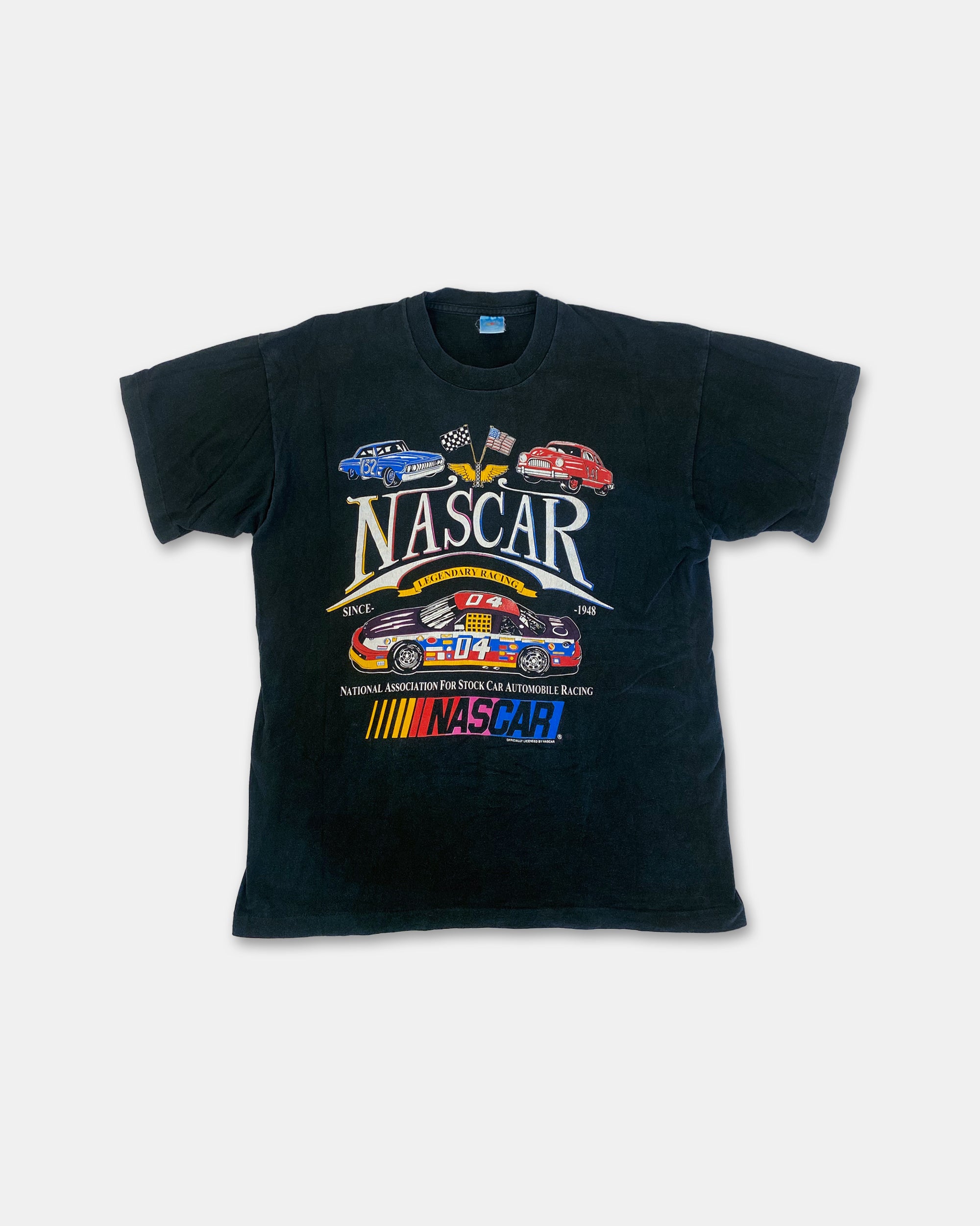 Vintage 1990s Nascar Graphic Car Single Stitch T-Shirt Black 