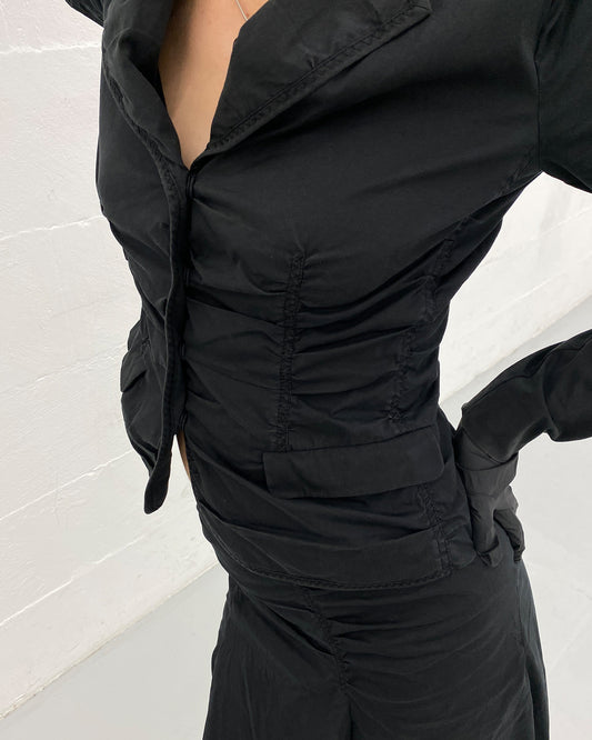 Prada SS2006 Tucked Blazer and Skirt Set Black