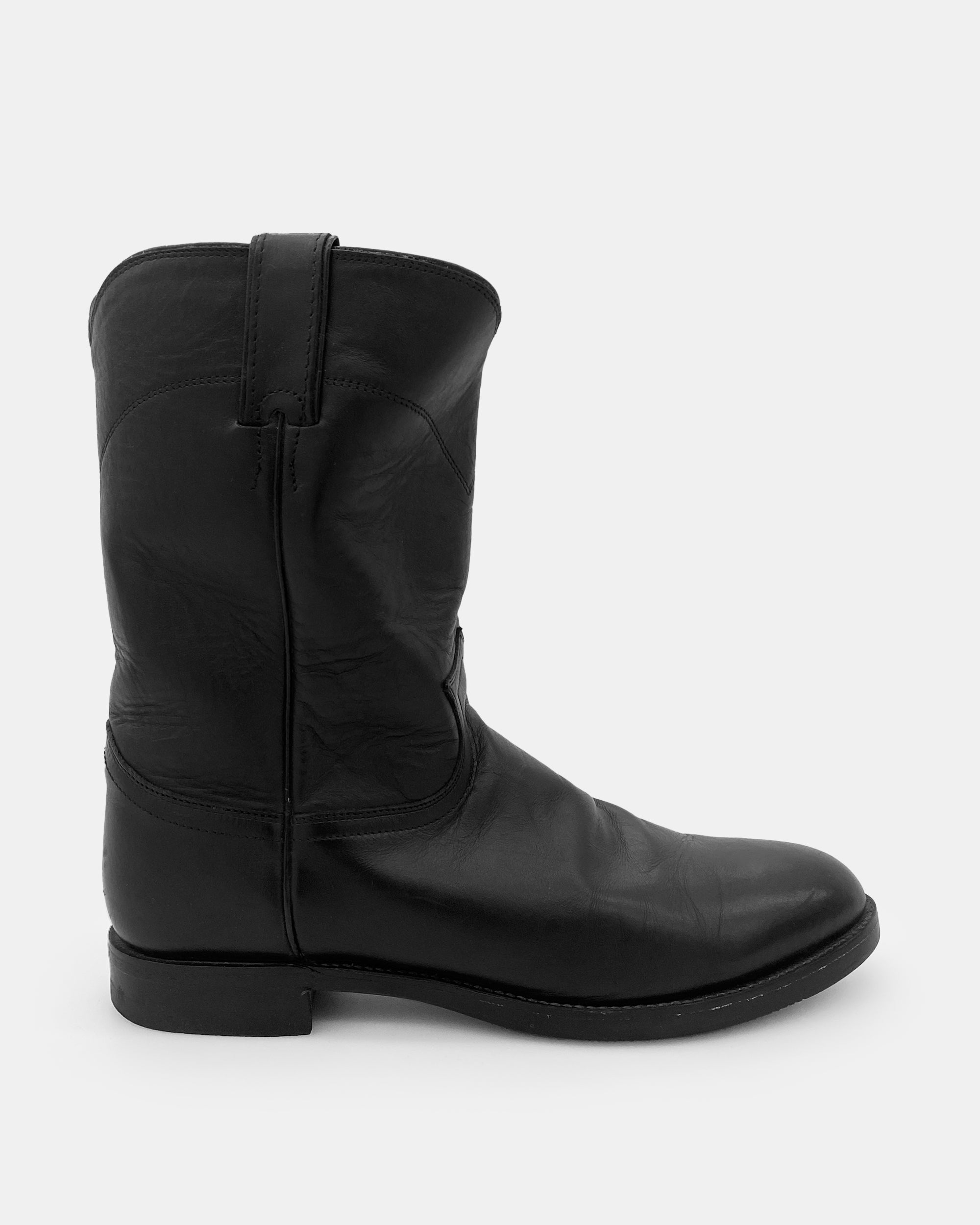 Botte gardianne - botte en cuir noir artisanale - La camarguaise Botte gardianne - botte en cuir noir artisanale - La camarguaise