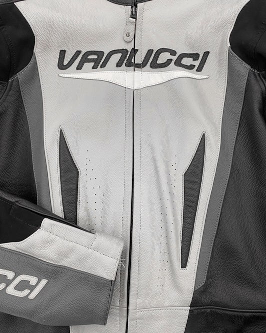 Vanucci 2010s Biker Cow Leatherjacket and Leatherpants Set Grey Black