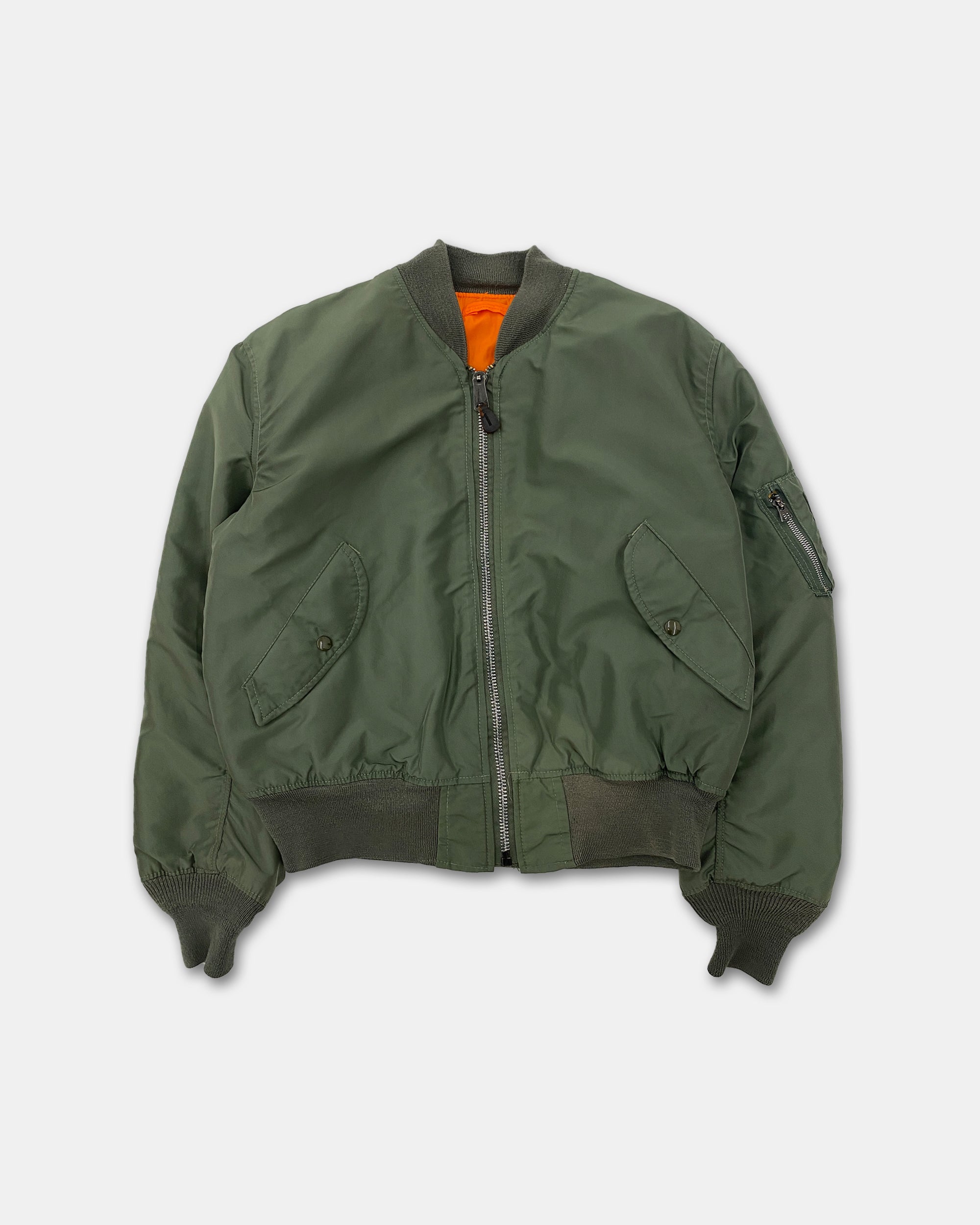 Vintage 1980s Made in USA MA-1 Bomber Jacket Green – knudpeters