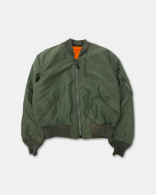 Vintage 1980s Made in USA MA-1 Bomber Jacket Green