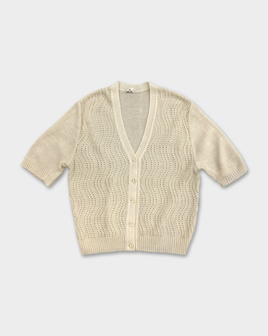 Vintage 1960s Knit Cardigan Light Cream