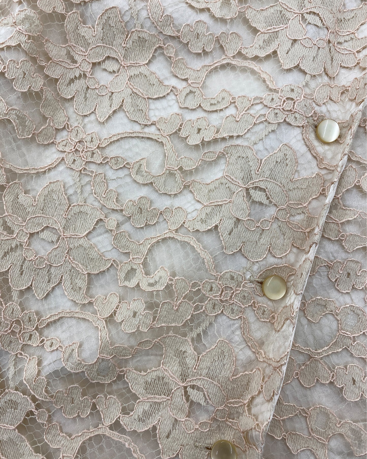 Vintage 1970s Lace Shirt Top Pearl