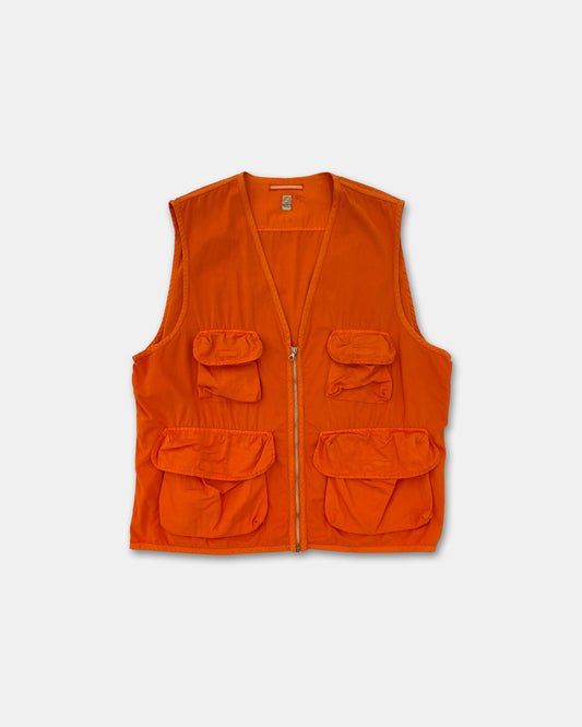 Vintage 1970s Multipocket Cotton Vest Orange
