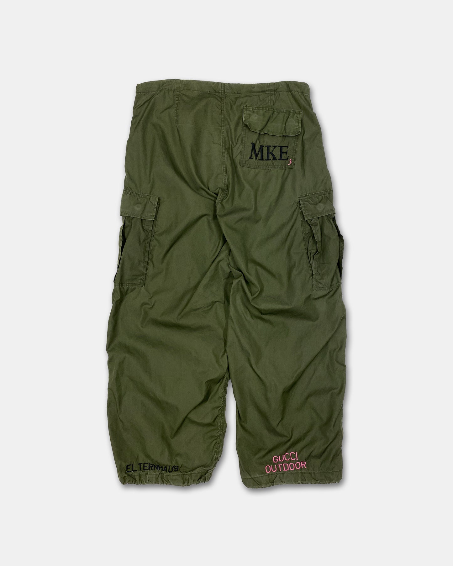 Elternhaus x Maegde u. Knechte 2000s Gucci Outdoor Embroidered Military Cargo Pants Green