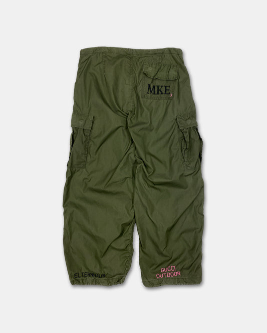Elternhaus x Maegde u. Knechte 2000s Gucci Outdoor Embroidered Military Cargo Pants Green