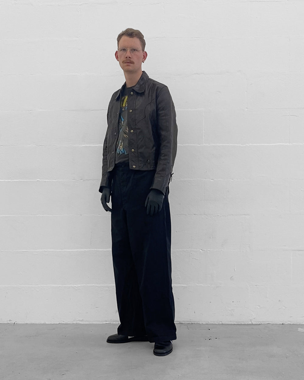 Vent Courvet Paris 1990s Push Button Leather Jacket Brown
