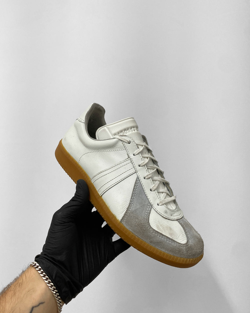 Vintage 2000s German Army Trainer Sneaker White Brown
