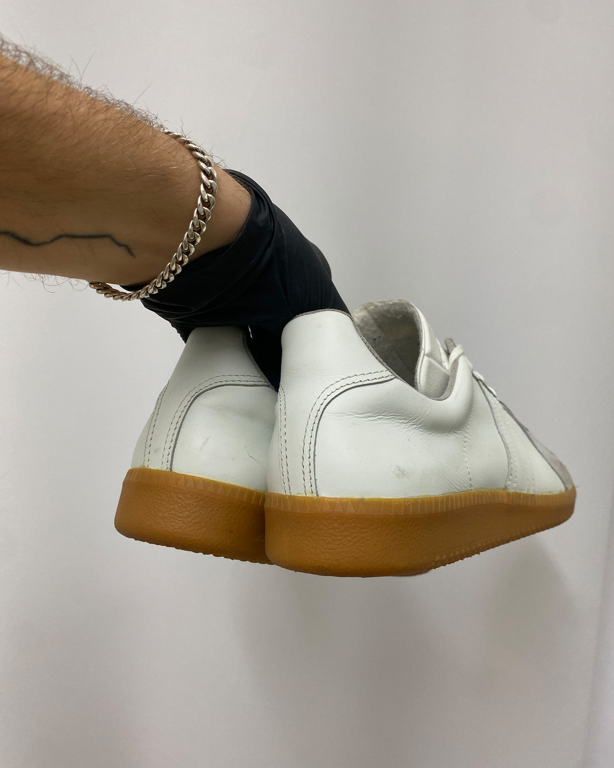 Vintage 2000s German Army Trainer Sneaker White Brown