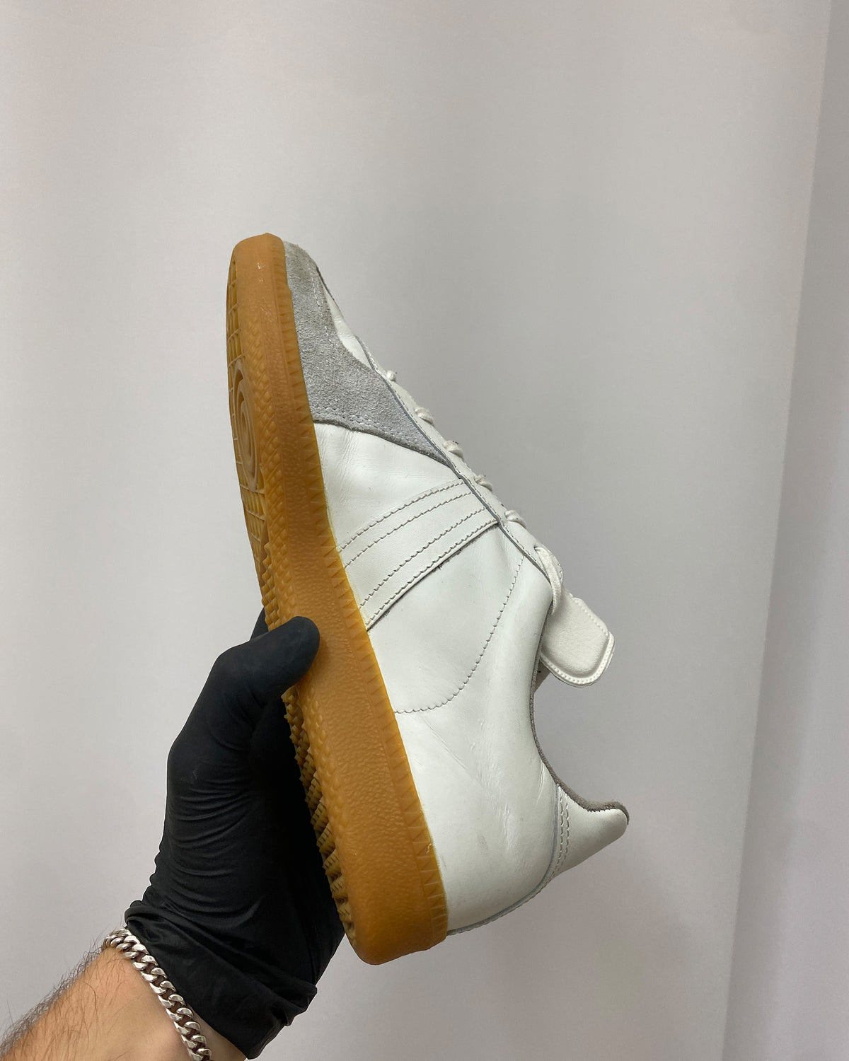 Vintage 2000s German Army Trainer Sneaker White Brown