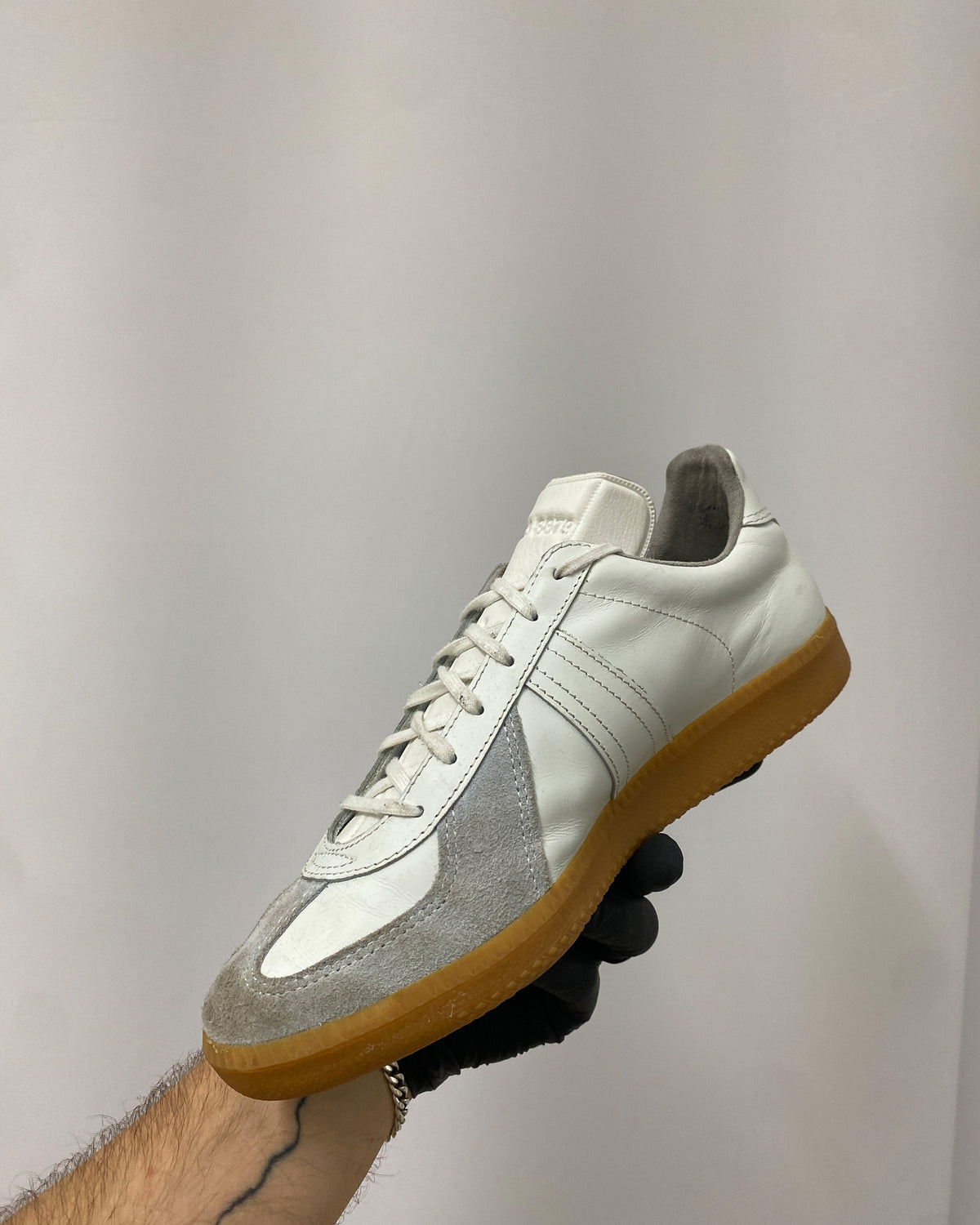 Vintage 2000s German Army Trainer Sneaker White Brown