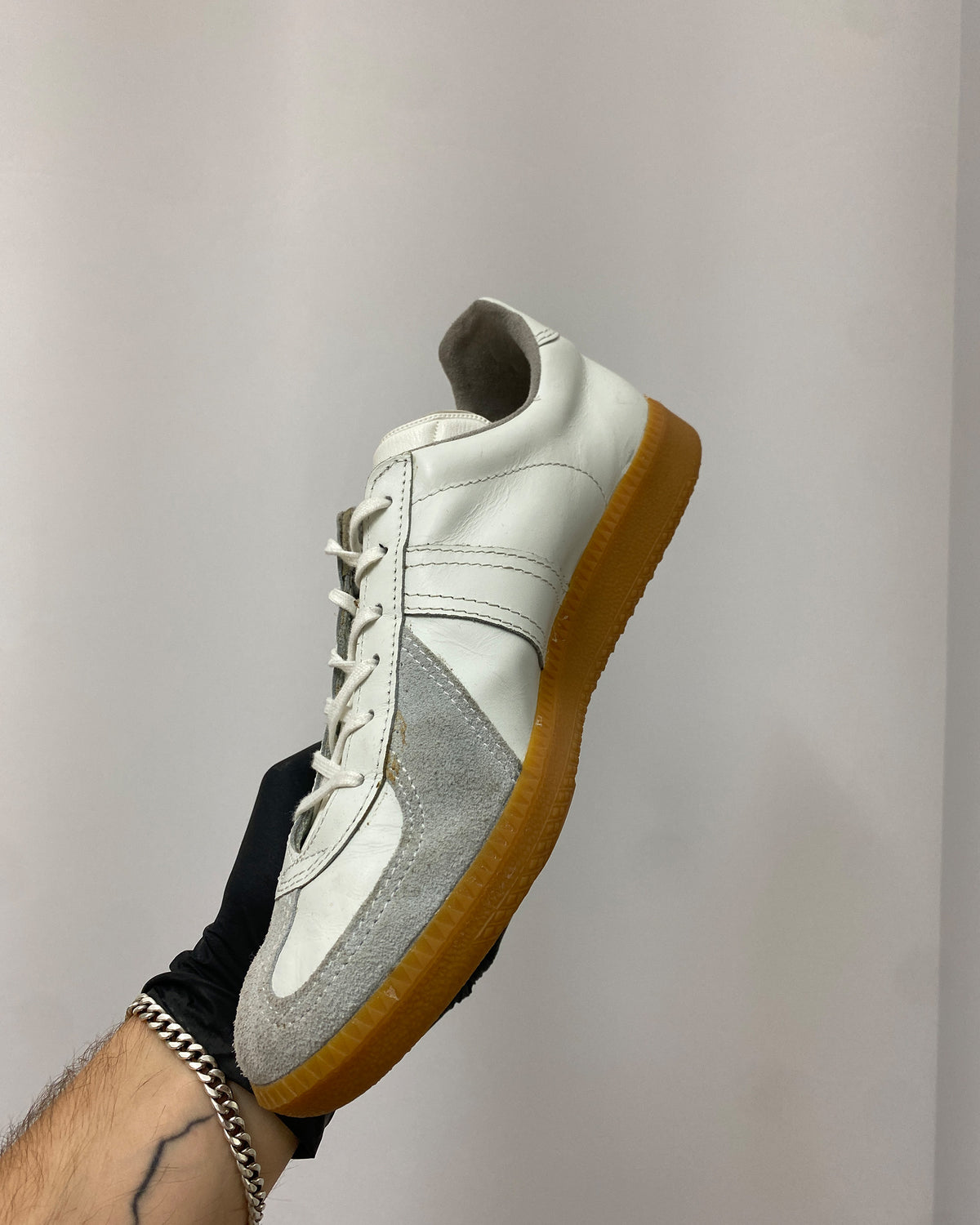 Vintage 2000s German Army Trainer Sneaker White Brown
