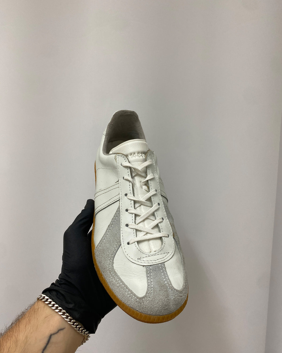 Vintage 2000s German Army Trainer Sneaker White Brown