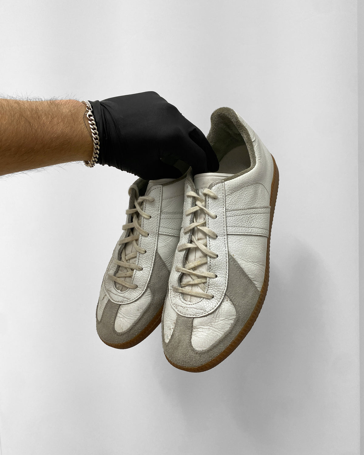 Vintage 2000s German Army Trainer Sneaker White Brown