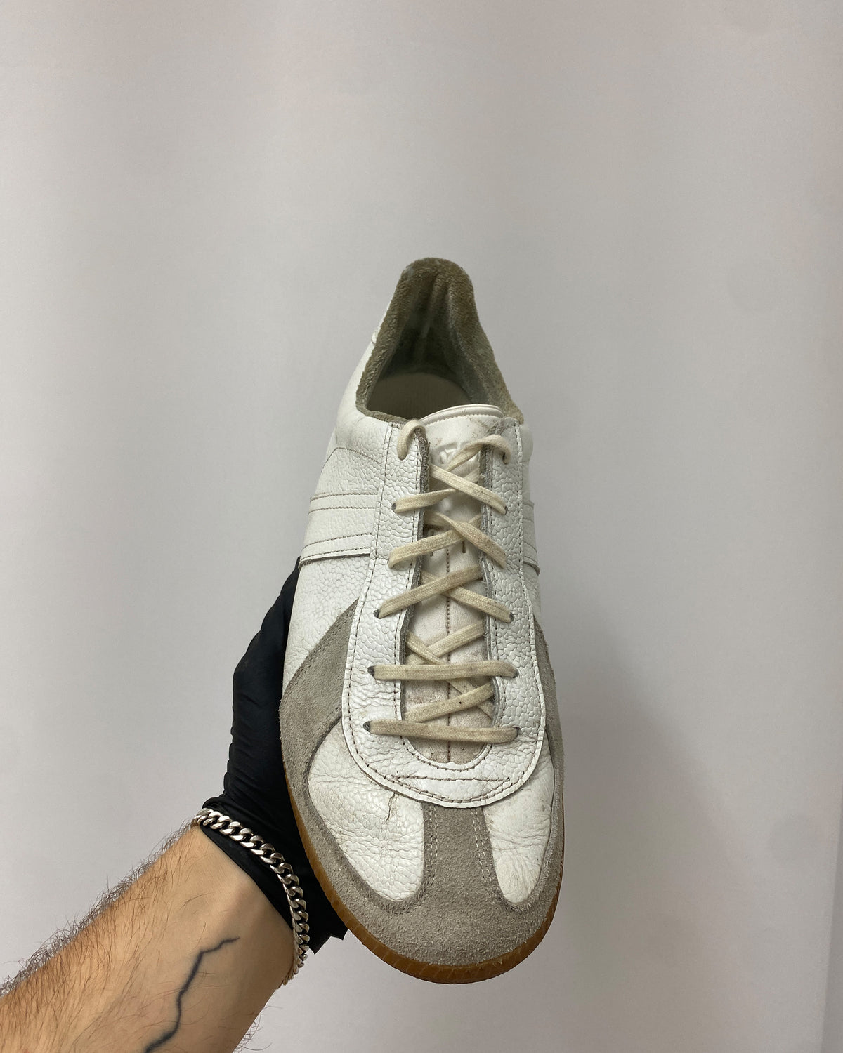 Vintage 2000s German Army Trainer Sneaker White Brown