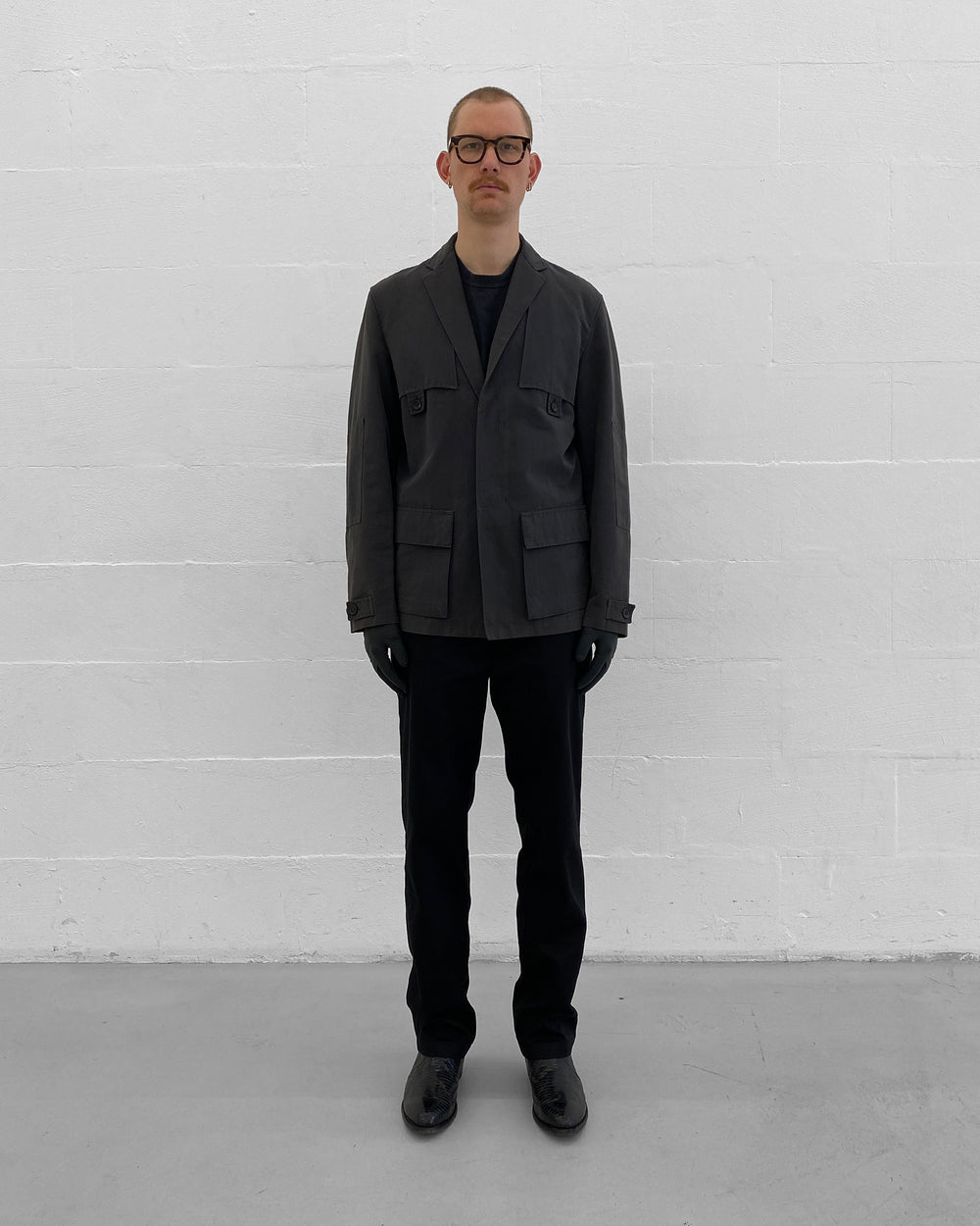 Jil Sander 1990s Cotton Blazer Jacket Grey