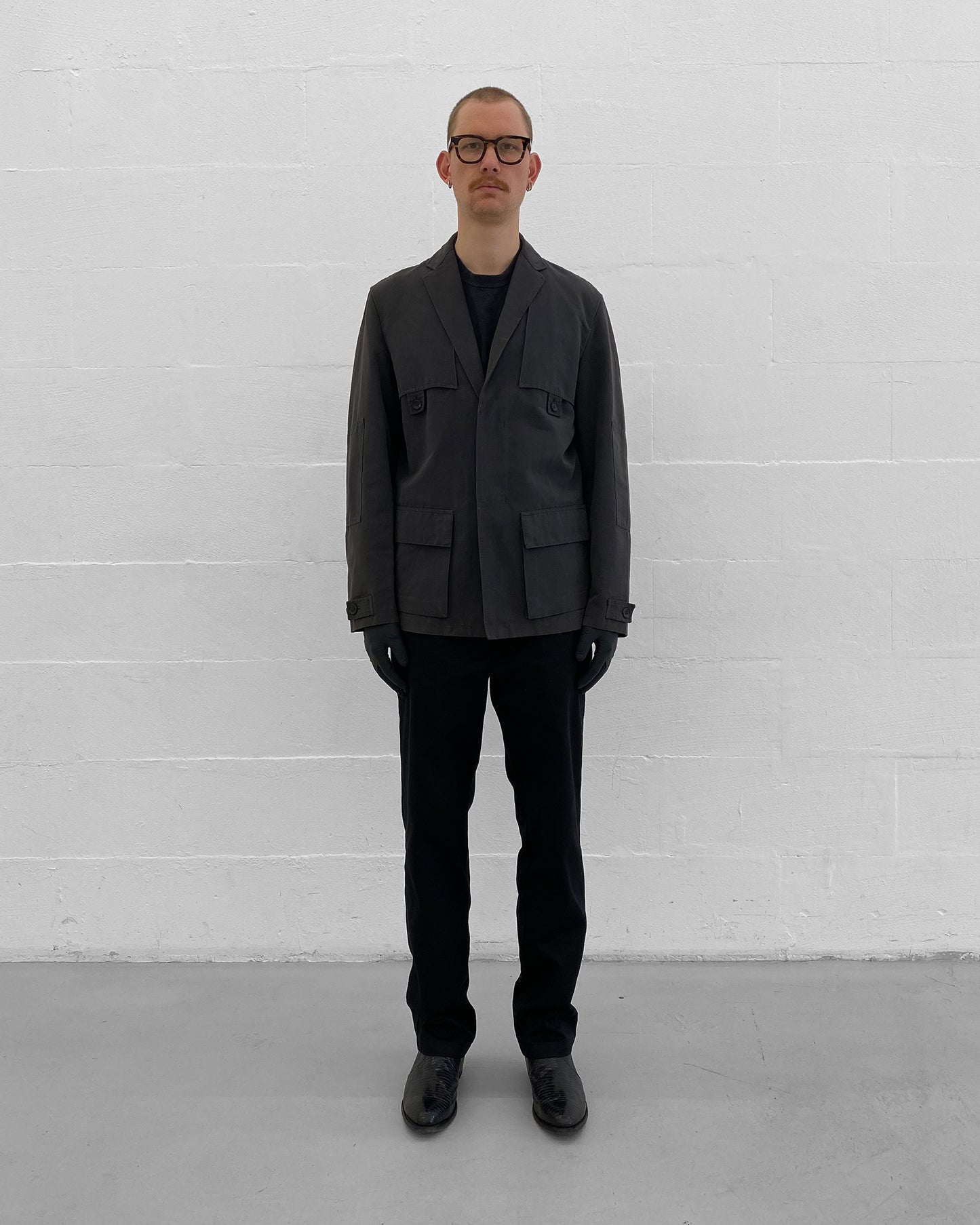 Jil Sander 1990s Cotton Blazer Jacket Grey