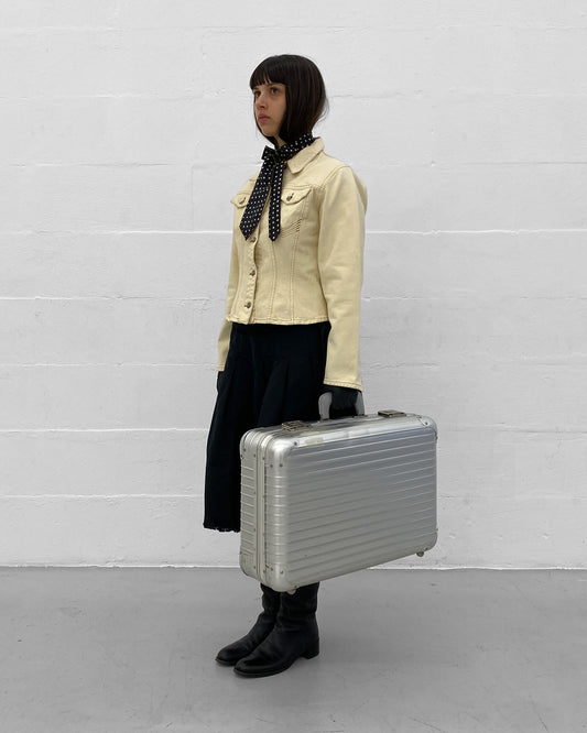 Gaultier Jeans 1990s Corset Cropped Denim Jacket Creme Beige
