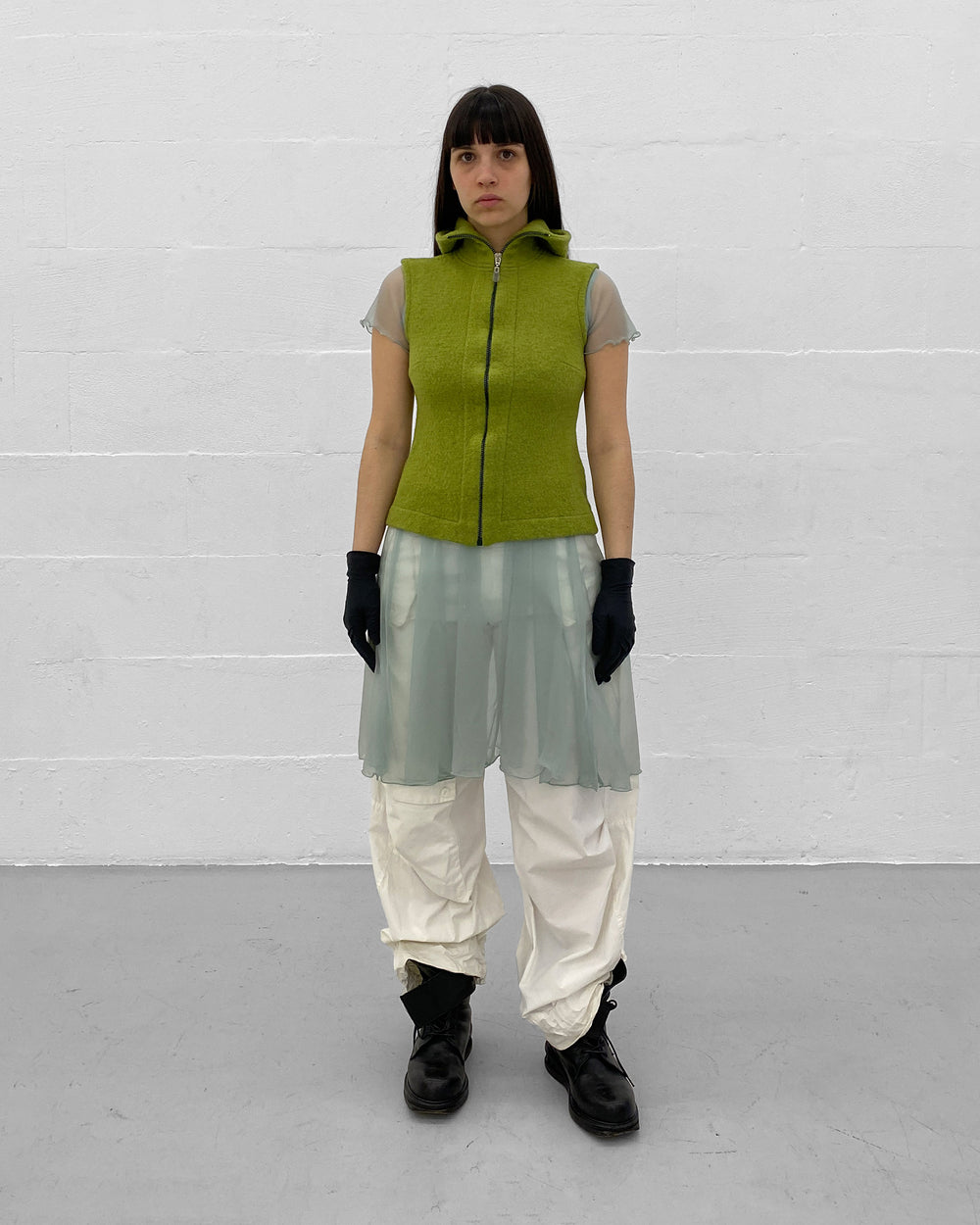 Simone Seidel 2020s Felt Hooded Vest Green