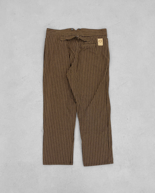 Wah Maker 1990s Made in USA Striped Buckleback Pants Brown