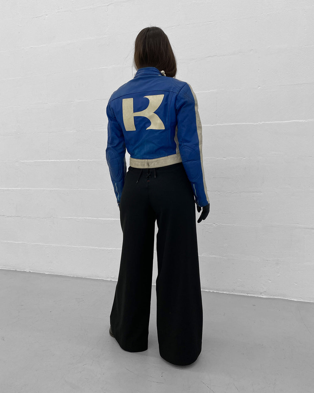 Wilhelm Krawehl 1970s Racing Leather Jacket Blue White