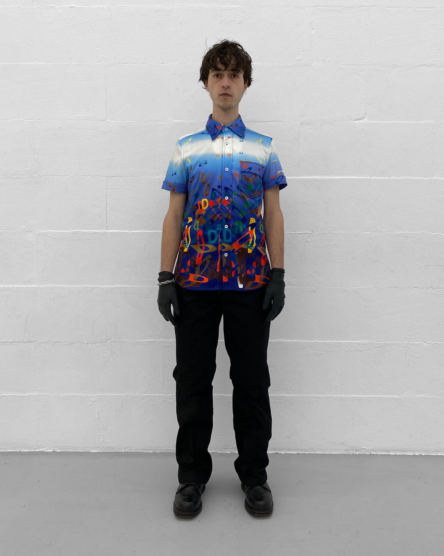 Dsquared2 2000s All Over D Short Sleeve Shirt Blue