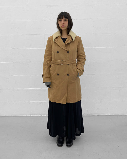 Miu Miu 2000s Sherpa Collar 2in1 Coat Beige
