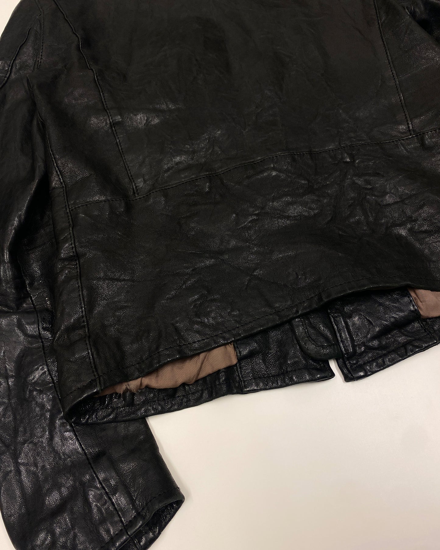 7 For All Mankind 2010s Washed Biker Soft Leather Jacket Black