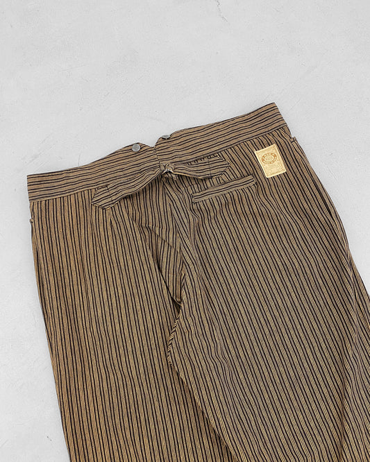 Wah Maker 1990s Made in USA Striped Buckleback Pants Brown