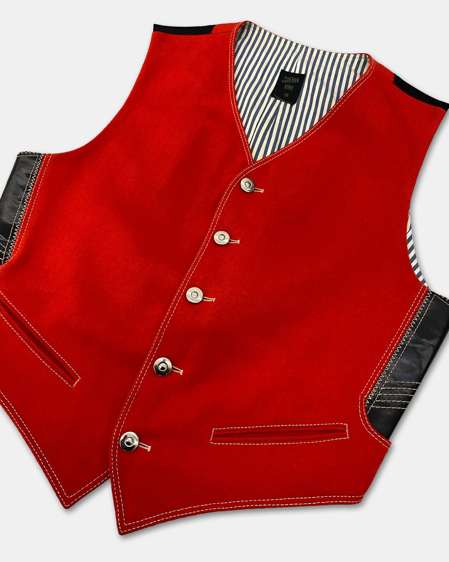 Jean Paul Gaultier Homme 1990s Suit Vest Red Black