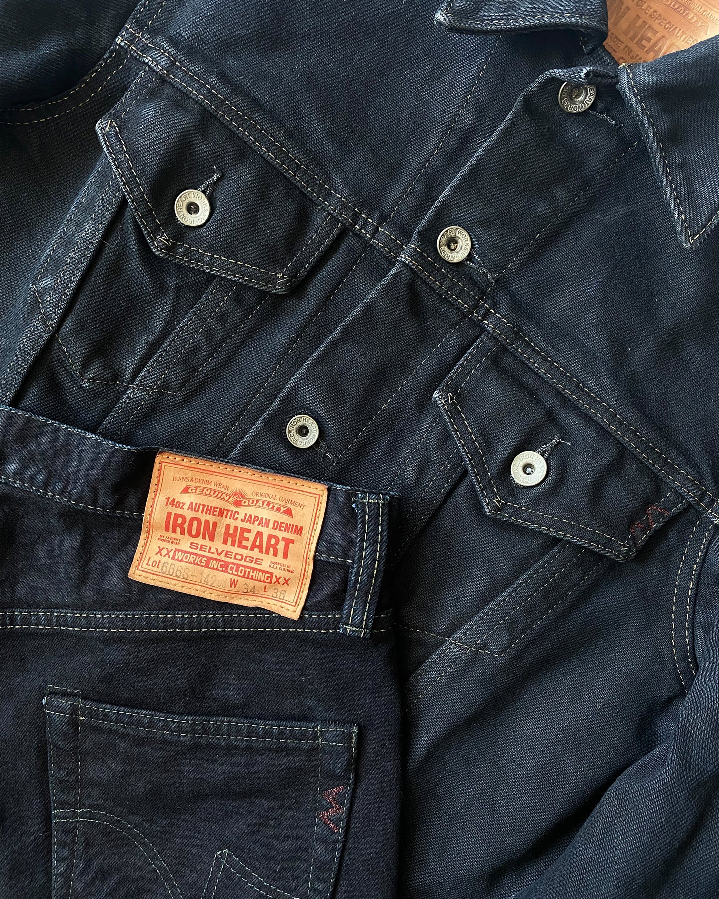 Iron Heart 2000s Type 3 Heavyweight Denim Jacket Dark Blue