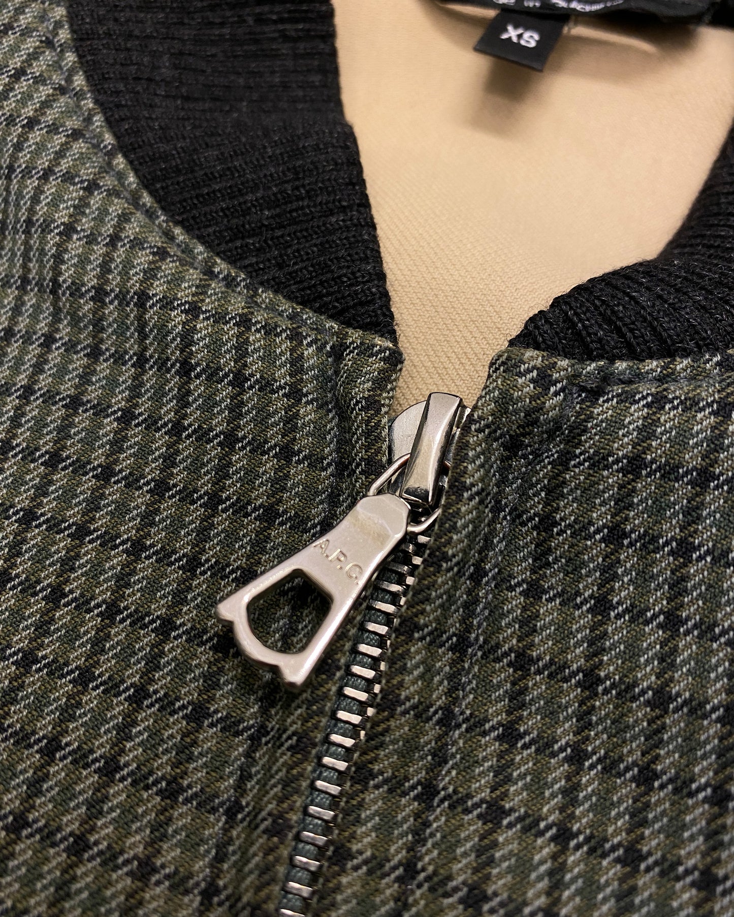 A.P.C. SS2018 Checkered Bomber Jacket Black Green