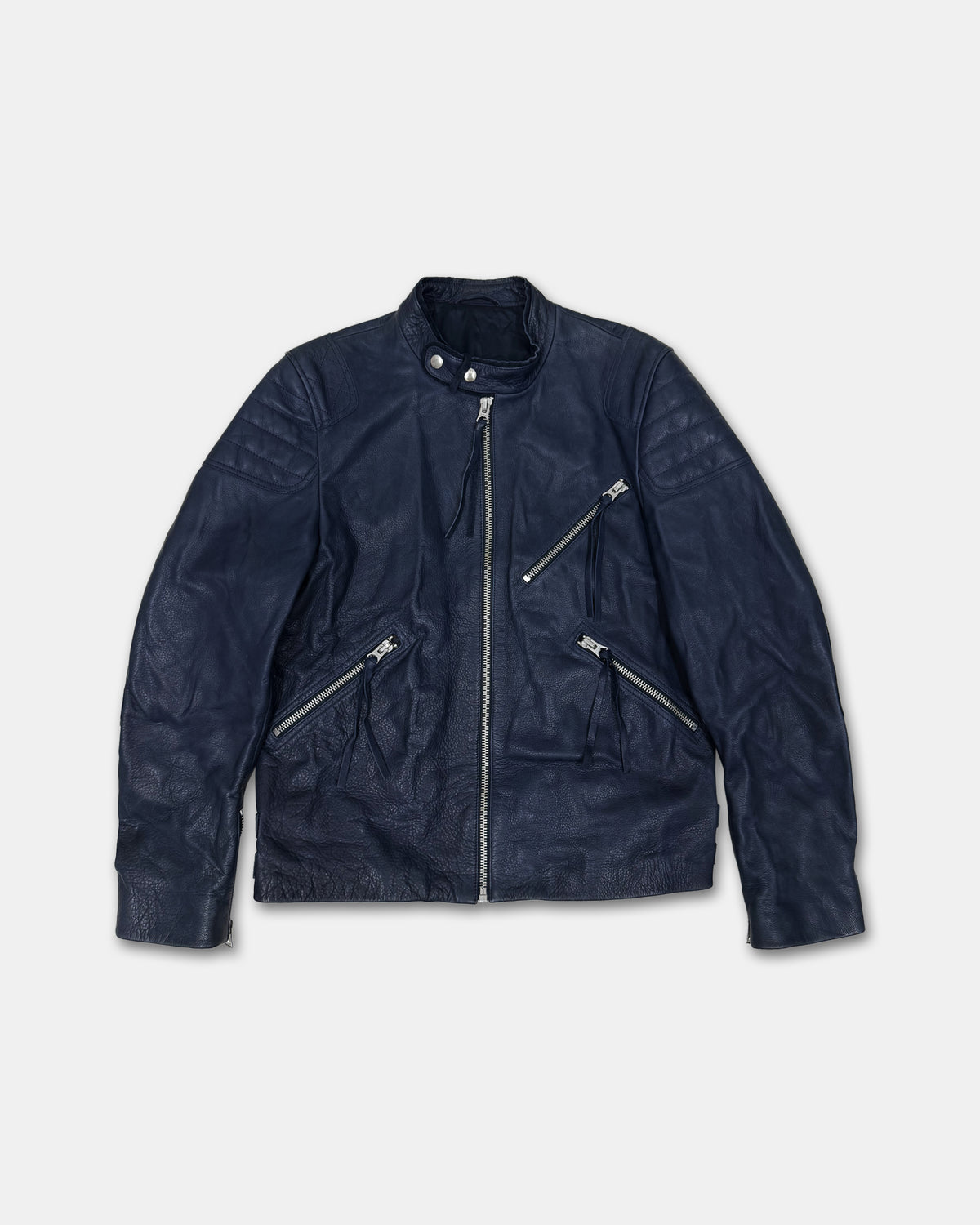 Acne Studios 2020s Oliver Racing Calf Leather Jacket Navy