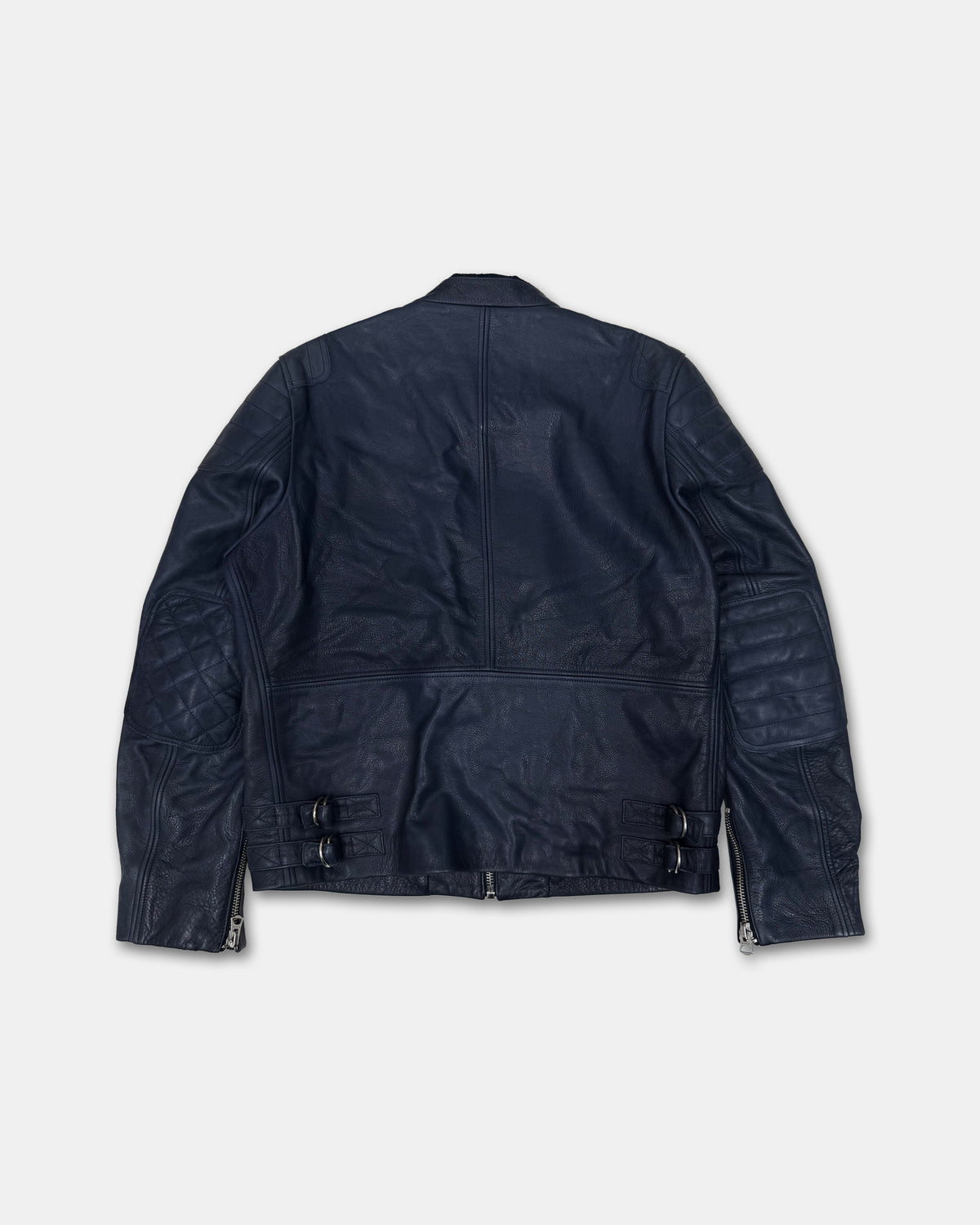 Acne Studios 2020s Oliver Racing Calf Leather Jacket Navy