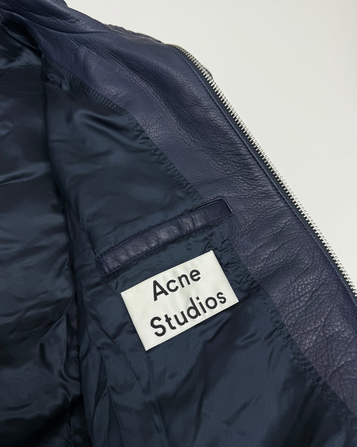 Acne Studios 2020s Oliver Racing Calf Leather Jacket Navy