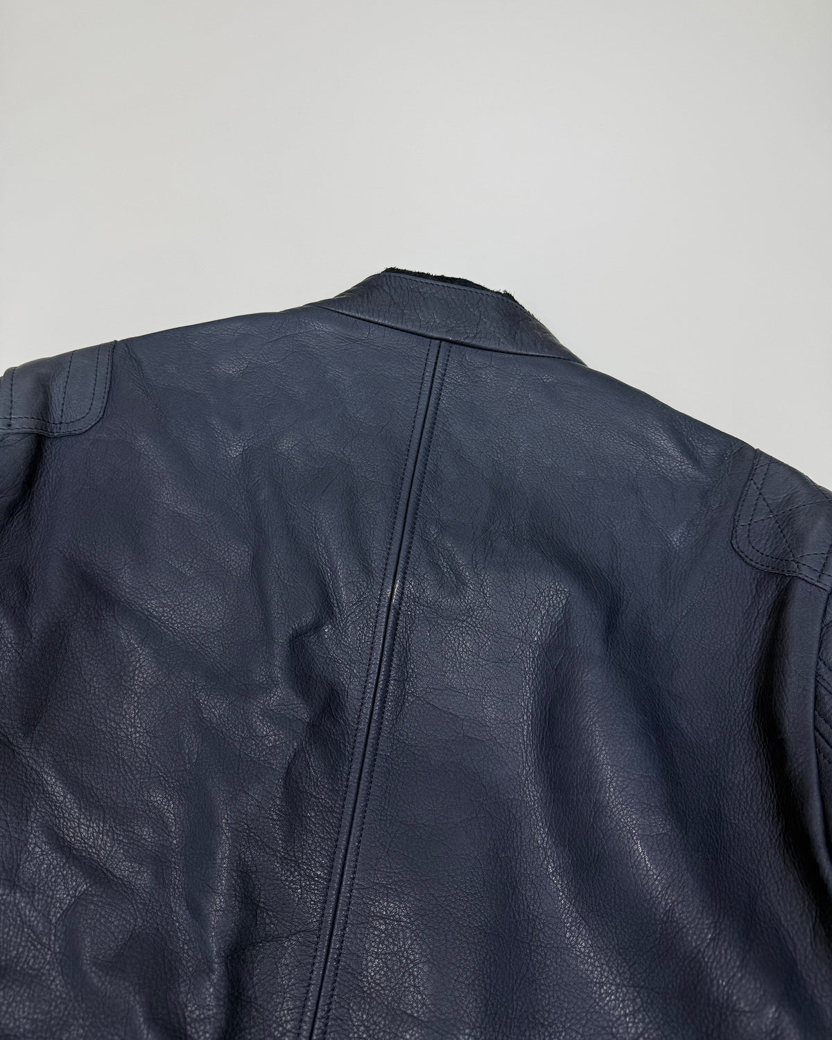 Acne Studios 2020s Oliver Racing Calf Leather Jacket Navy