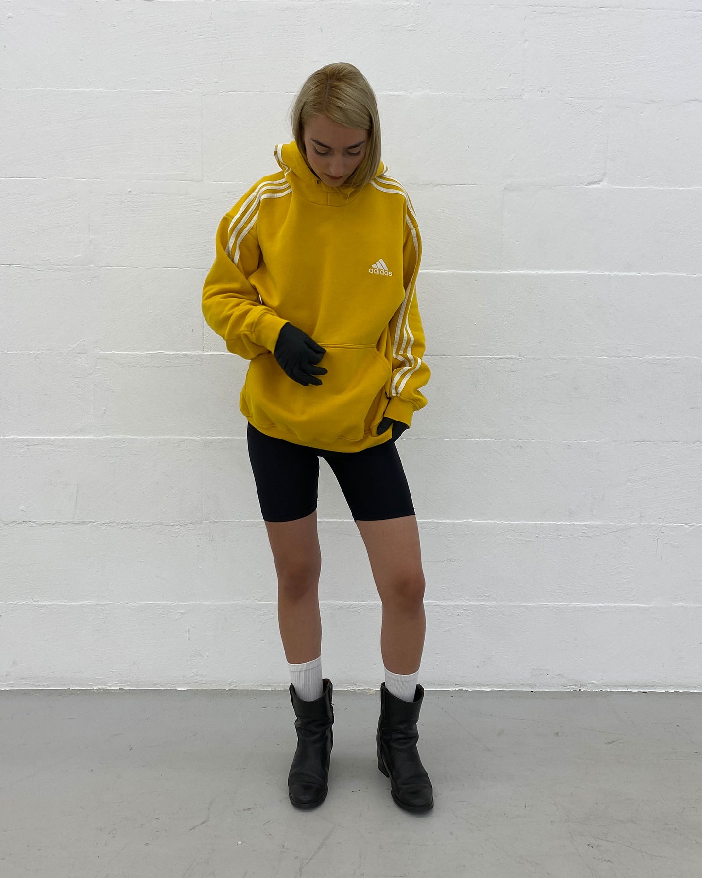 Adidas 2000s Consistent Striped Hoodie Yellow