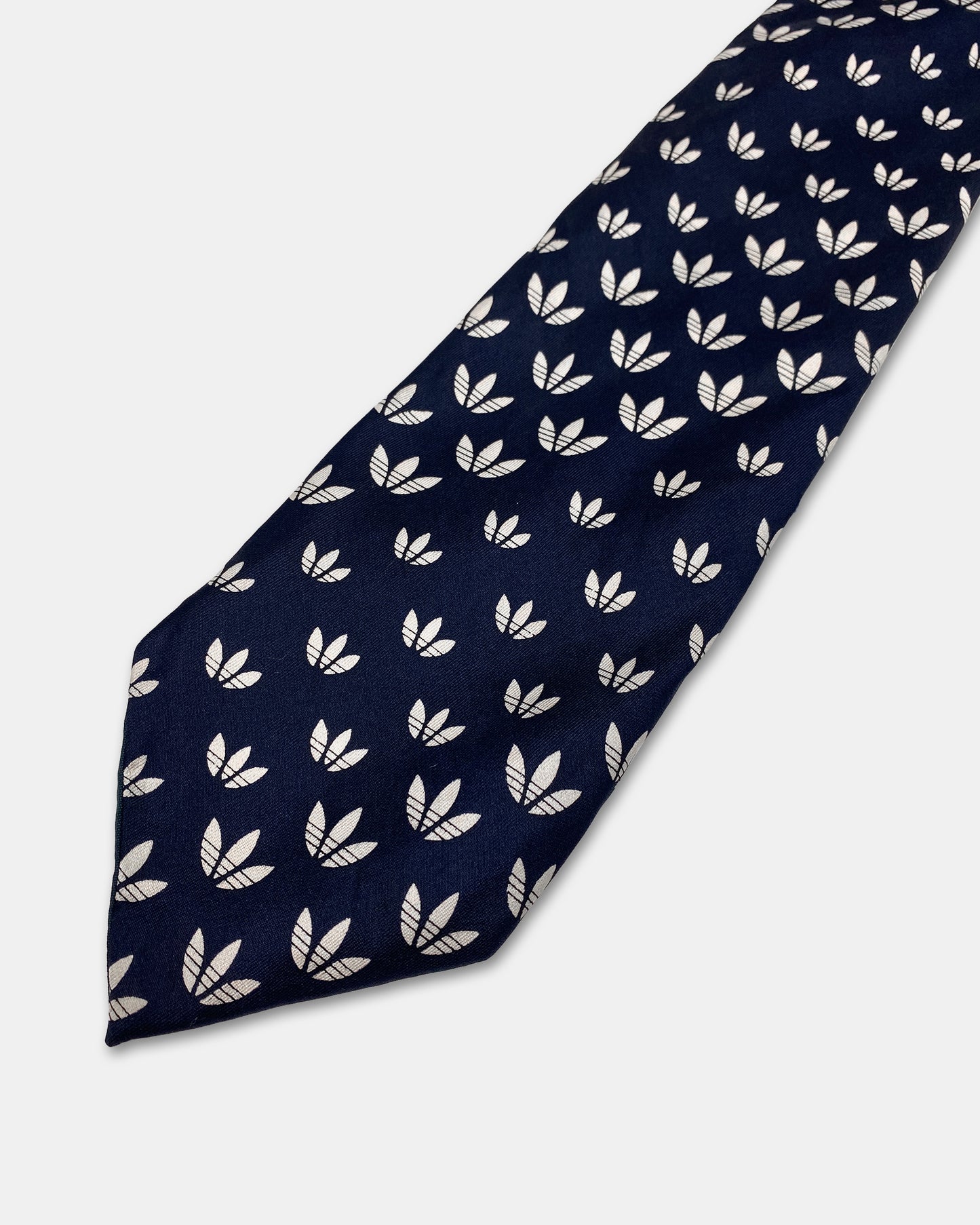 Adidas 1980s Salesman Trefoil Logo Monogram Tie Navy